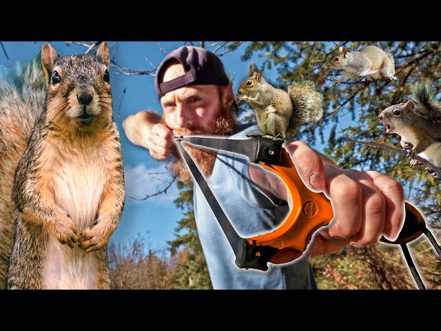 Chris Leclair, The Wooded Beardsman, holding a squirrel in the woods